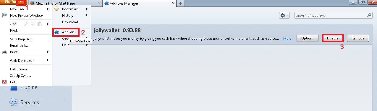Remove JollyWallet From Firefox Remove JollyWallet From Firefox
