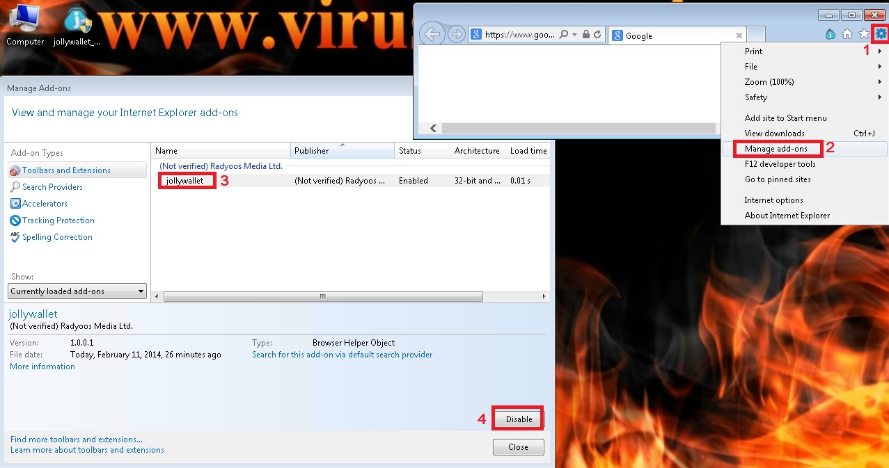Remove JollyWallet From IE