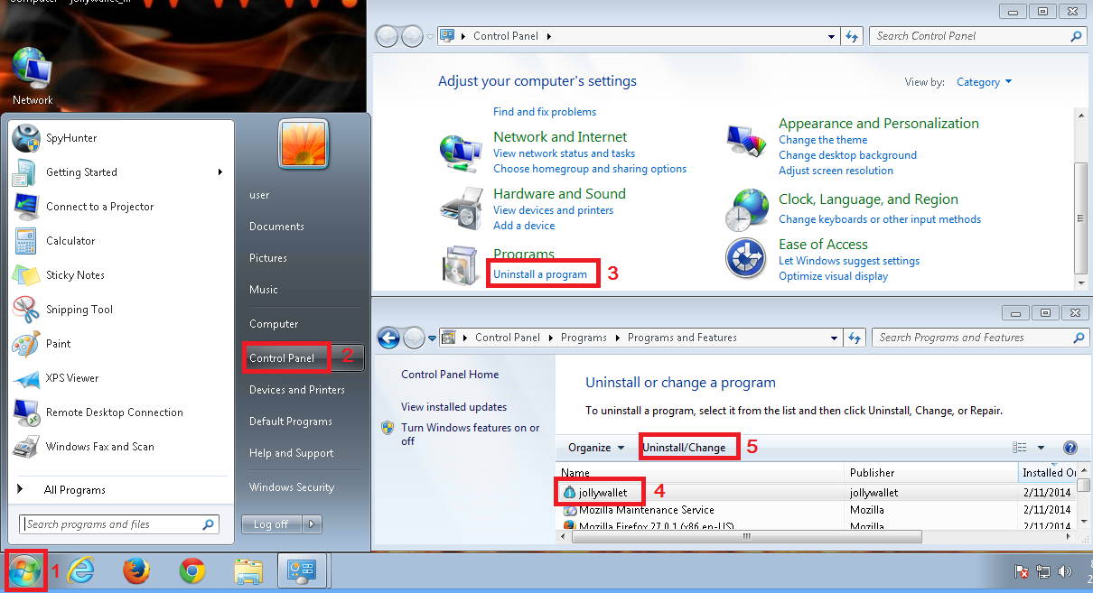 Uninstall JollyWallet