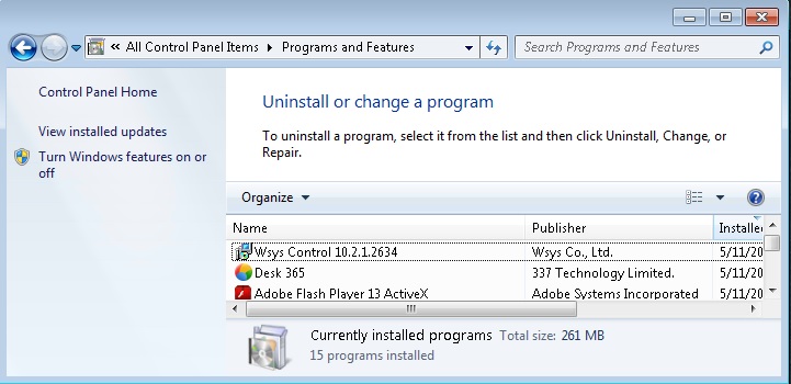 wsys control and desk 365 uninstall remove wsys control