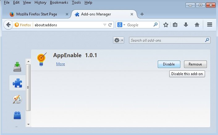 appenable firefox add-on remove appenable from firefox