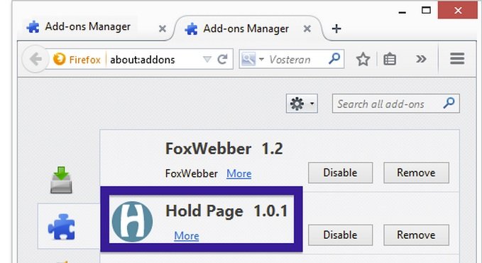 remove hold page from firefox