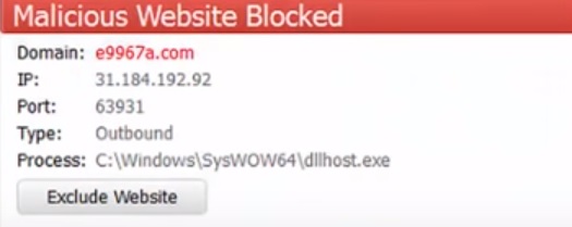 Malicious Website Blocked svchost.exe virus