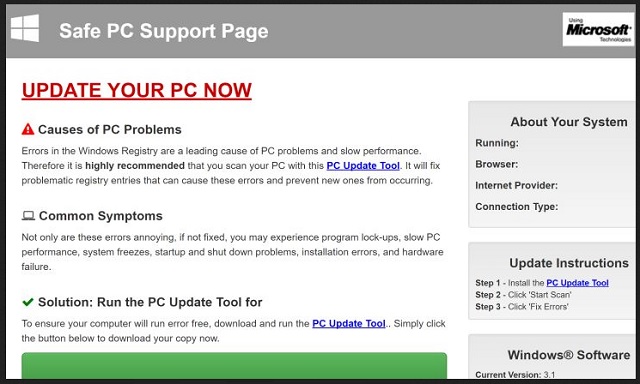 Remove "Safe PC Support Page"