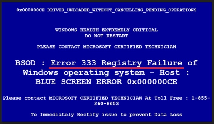 remove BSOD error 333 registry failure